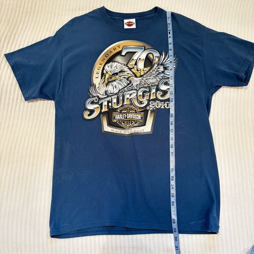 Harley-Davidson Black Hills Rally Sturgis 70th Anniversary 2010 Blue Graphic L - Picture 11 of 11